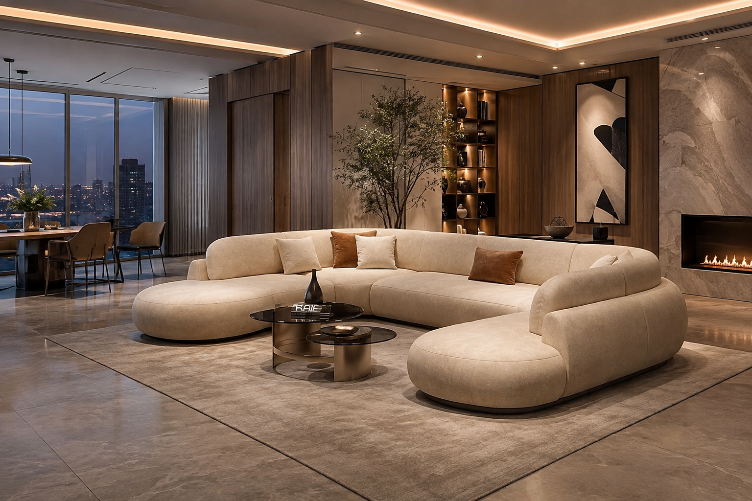 Modern U-Shaped Fabric Sofa