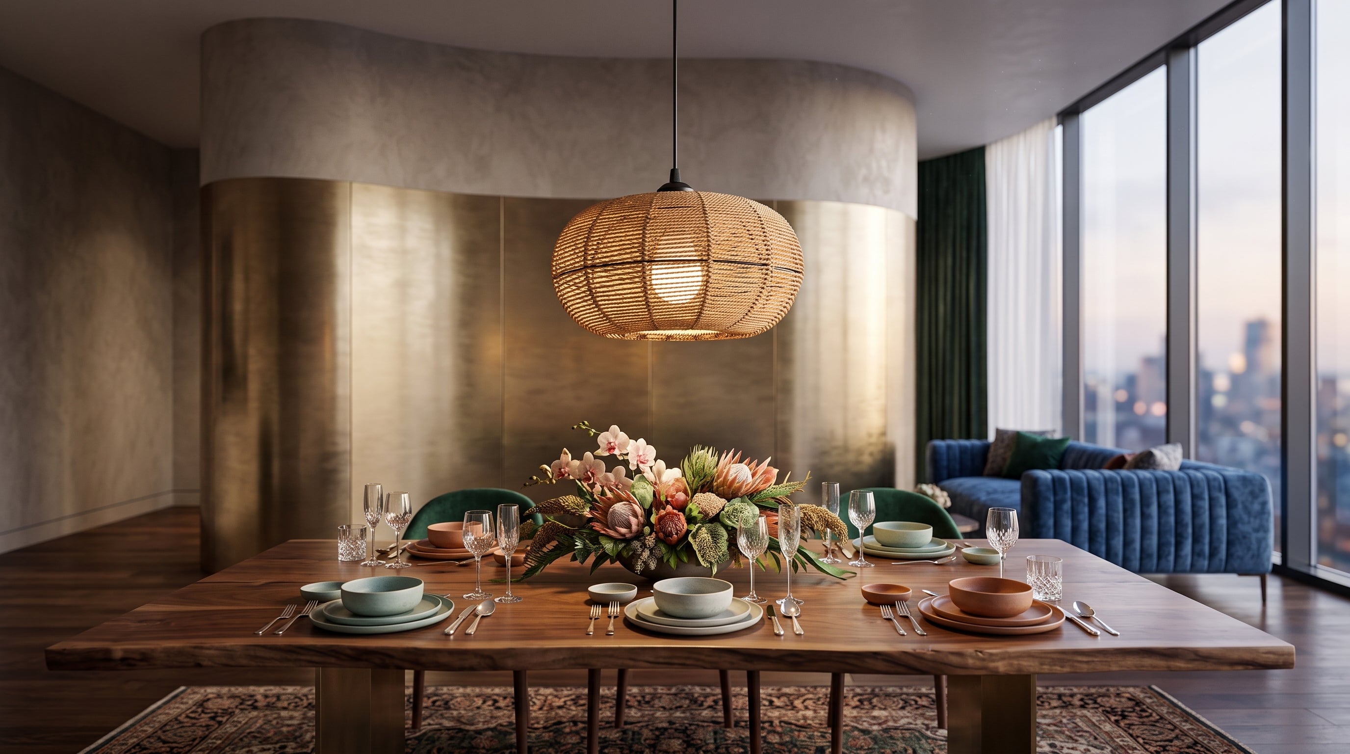 Boho Woven Rattan Pendant Light