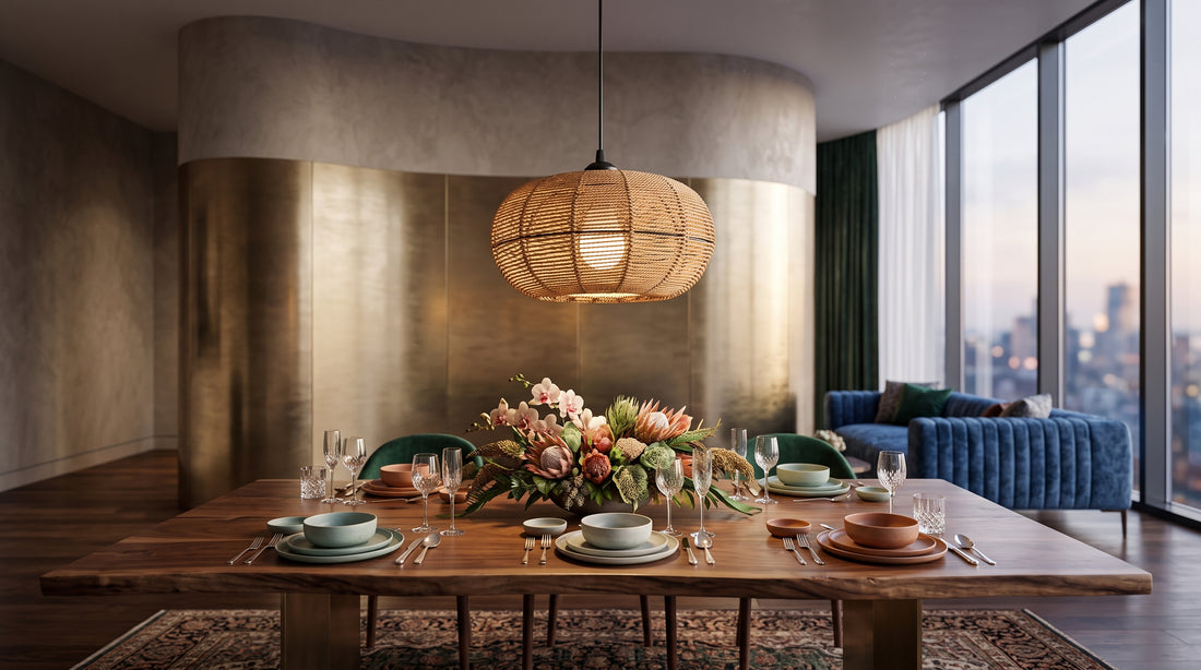 Boho Woven Rattan Pendant Light