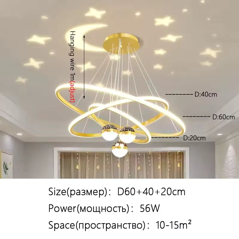 Circle Rings LED Pendant Light | Aluminum Body | Multi-Color Temperature