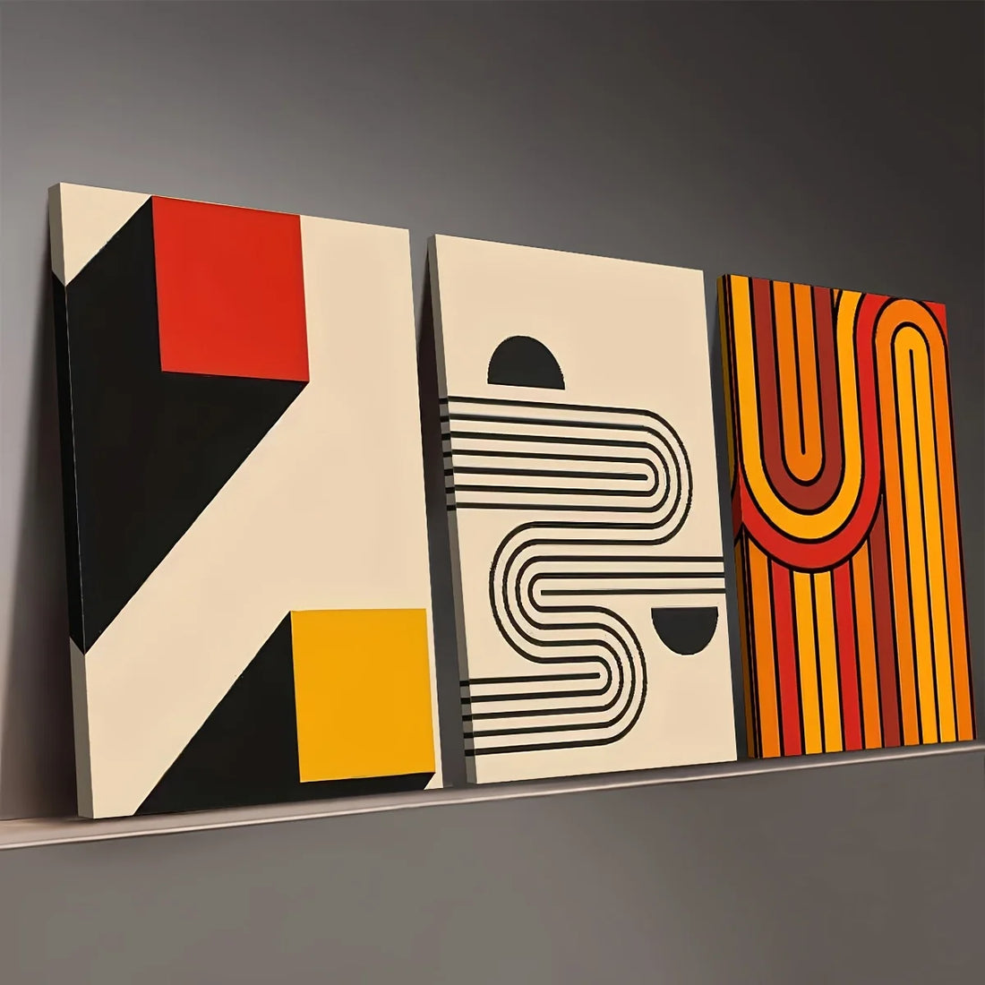 Abstract Geometric 3-Piece Framed Canvas Wall Art