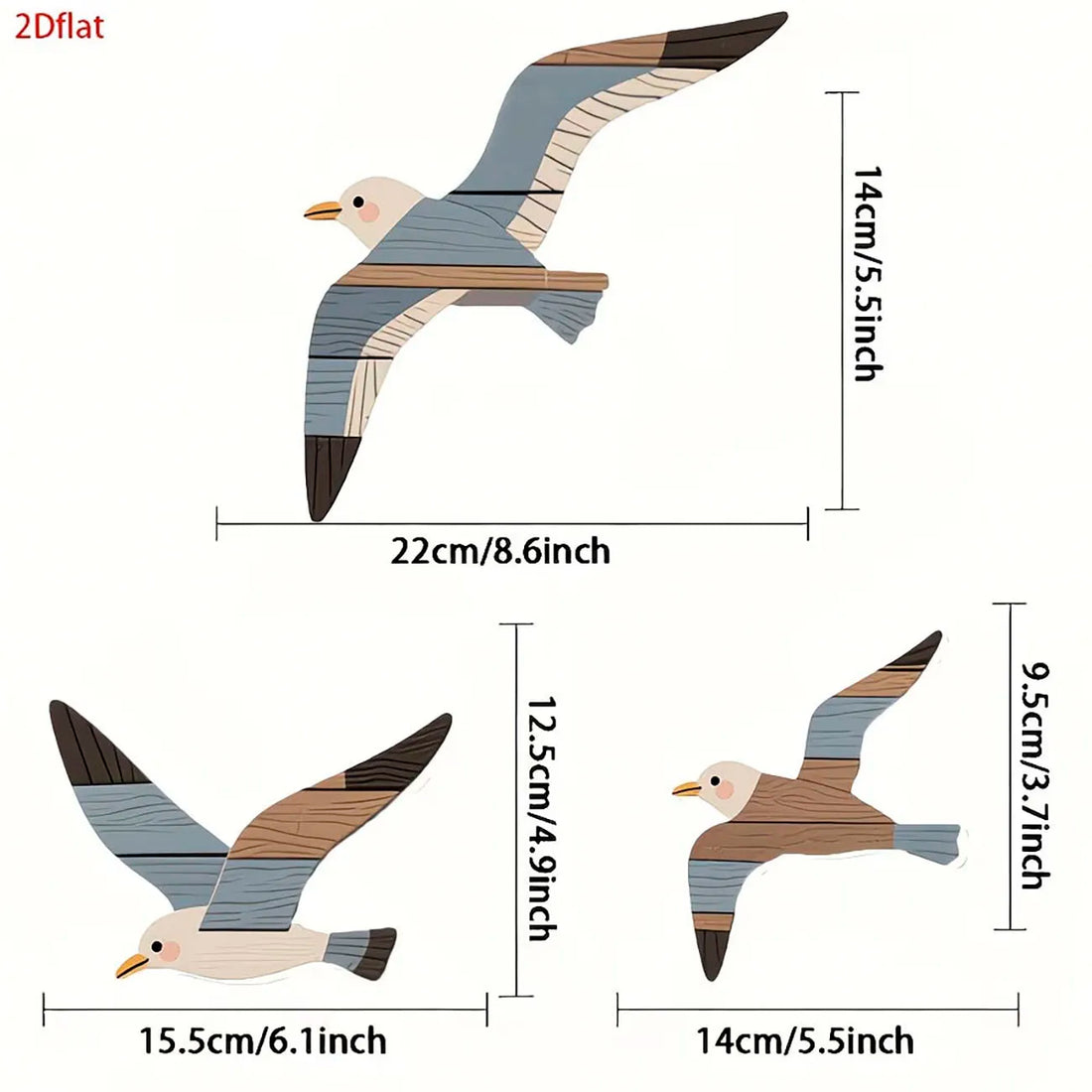 Rustic Seagull Wood Wall Art – Set of 3