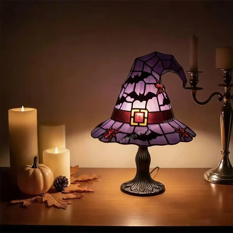 Resin Witch Hat Night Light | USB Powered Halloween Table Lamp