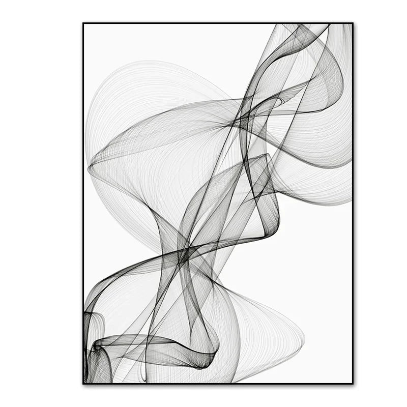 Minimalist Black & White Wavy Lines Canvas Print