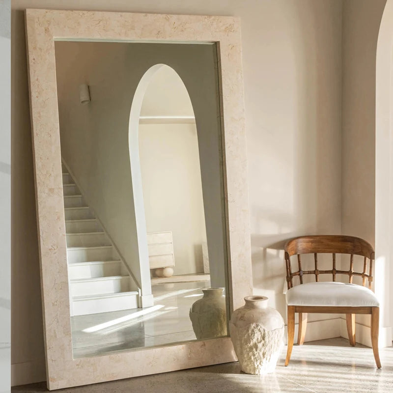 Luxury Wood & Glass Floor Mirror