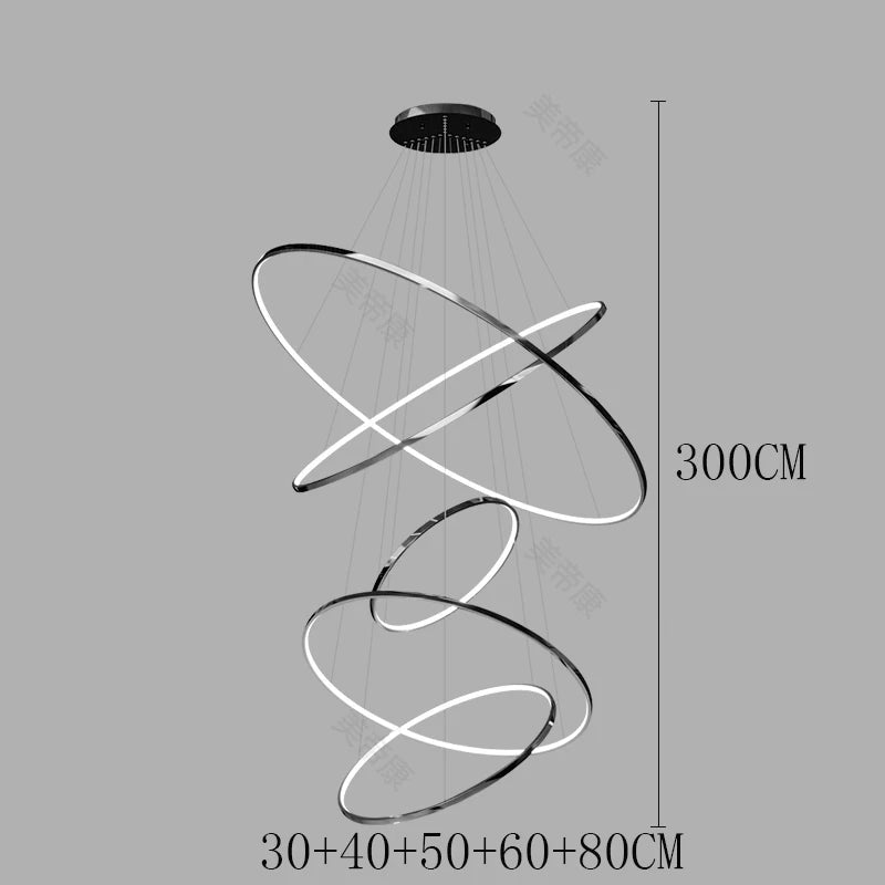 Multi-Ring LED Chandelier Pendant Light