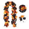 Black Fall Leaf & 3D Pumpkin Garland | Halloween Fireplace Decor