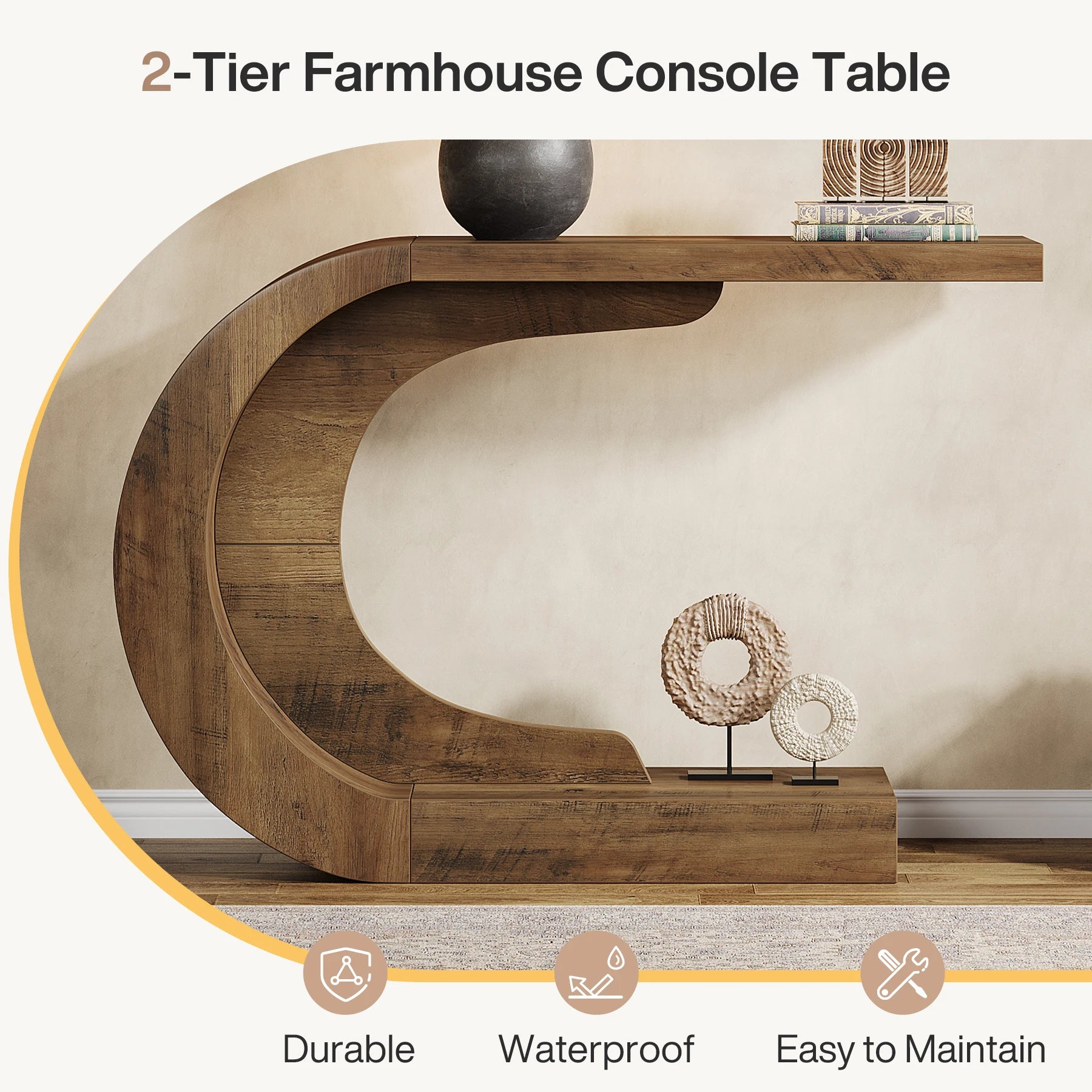 Mid-Century Modern Wooden Console Table