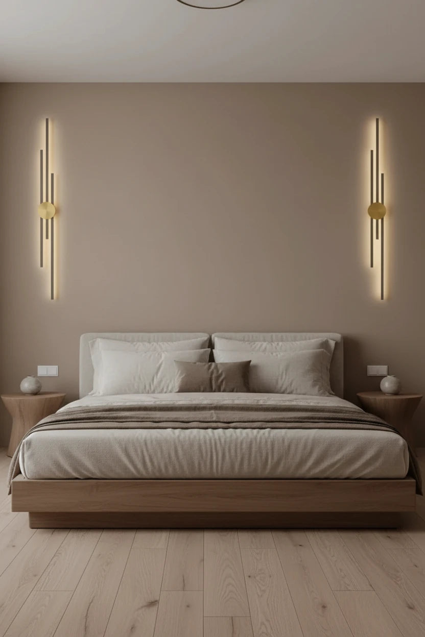 Modern Long LED Wall Lamp with Acrylic Shade in Black & Gold