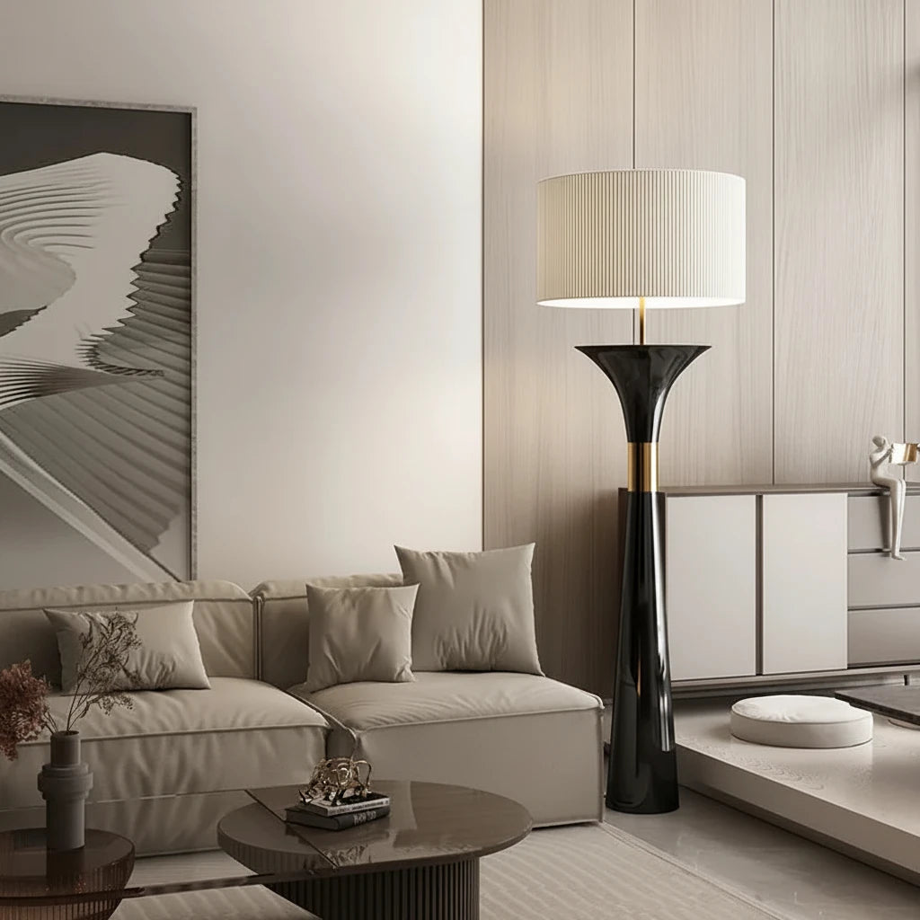Modern Fabric Floor Lamp with Iron Base