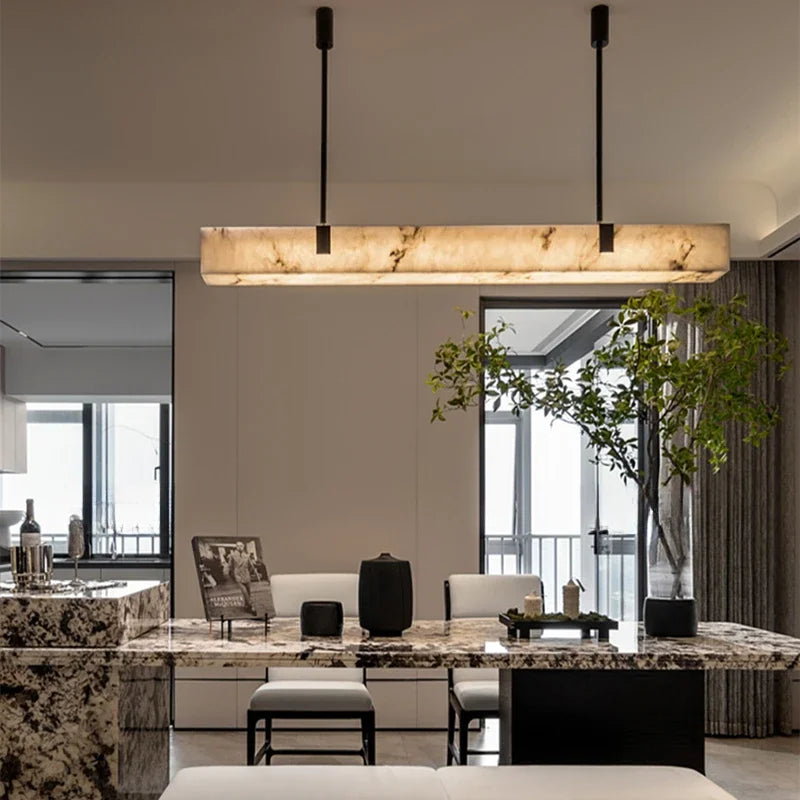 Modern Marble & Brass LED Pendant Light