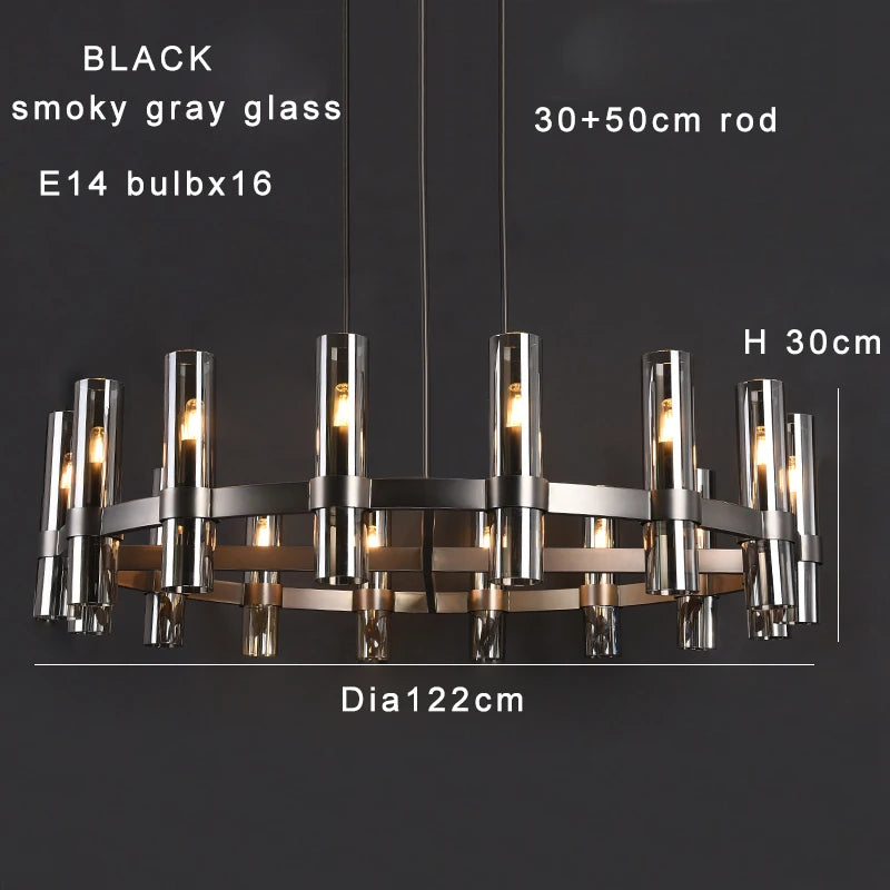 Modern Brass Round 24-Light Chandelier