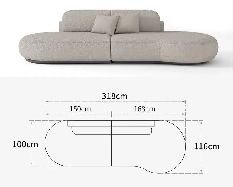 Modern U-Shaped Fabric Sofa