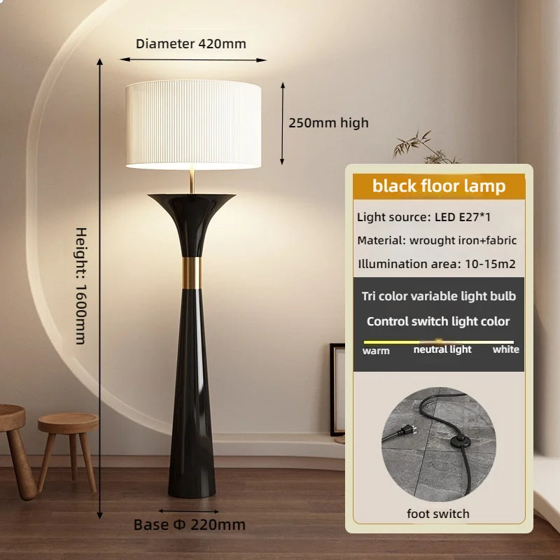 Modern Fabric Floor Lamp with Iron Base