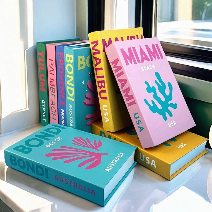 Decorative Fake Book Storage Box | Travel Series Coffee Table Decor