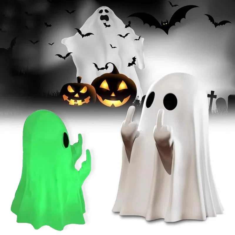 Luminous Middle Finger Ghost Statue | Halloween Table & Car Decor
