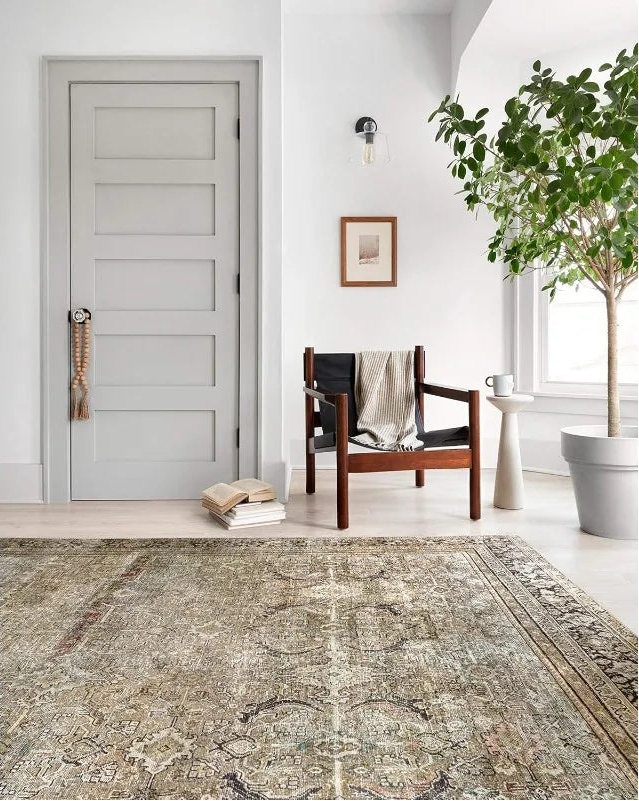 Floral Mandala Area Rug | Non-Slip Washable Carpet for Living Room, Bedroom & Entryway