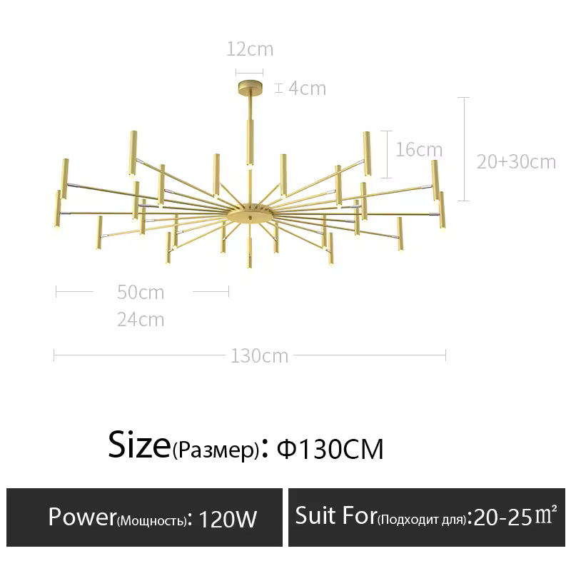 Modern Multi-Head Pendant Chandelier in Black & Gold