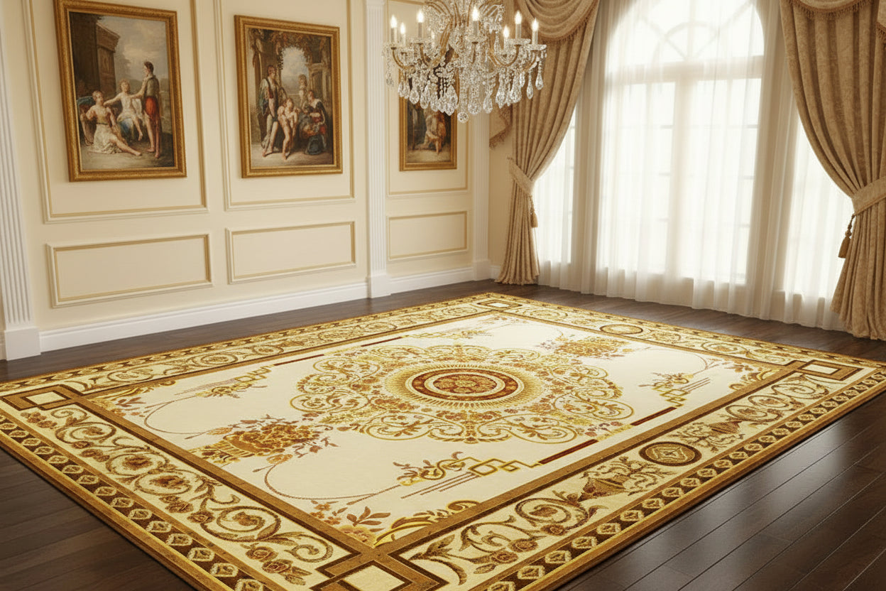 Persian Floral Area Rug | Washable Non-Slip Carpet for Living Room, Bedroom & Entryway