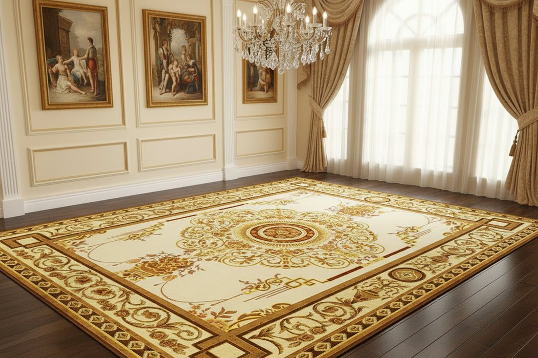 Persian Floral Area Rug | Washable Non-Slip Carpet for Living Room, Bedroom & Entryway
