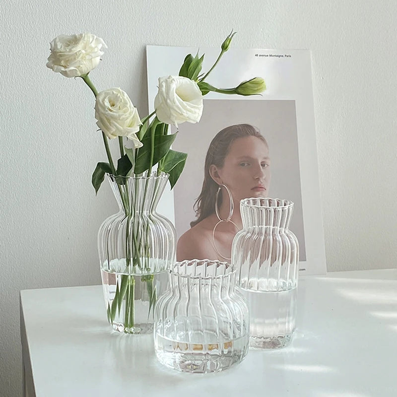 Retro Striped Glass Vase