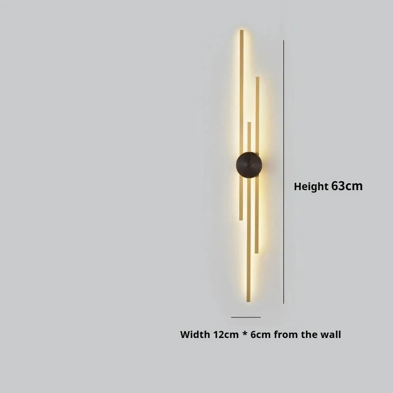 Modern Long LED Wall Lamp with Acrylic Shade in Black & Gold