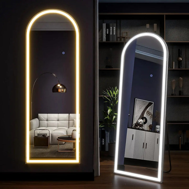 63" x 20" Arched LED Full Length Floor Mirror with Stand