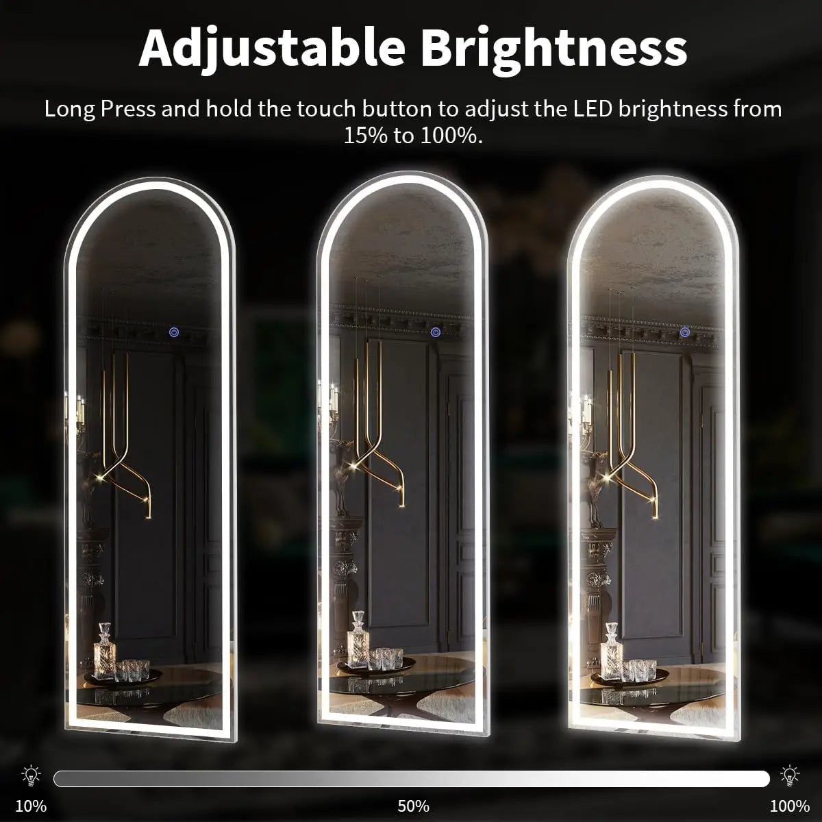 63" x 20" Arched LED Full Length Floor Mirror with Stand