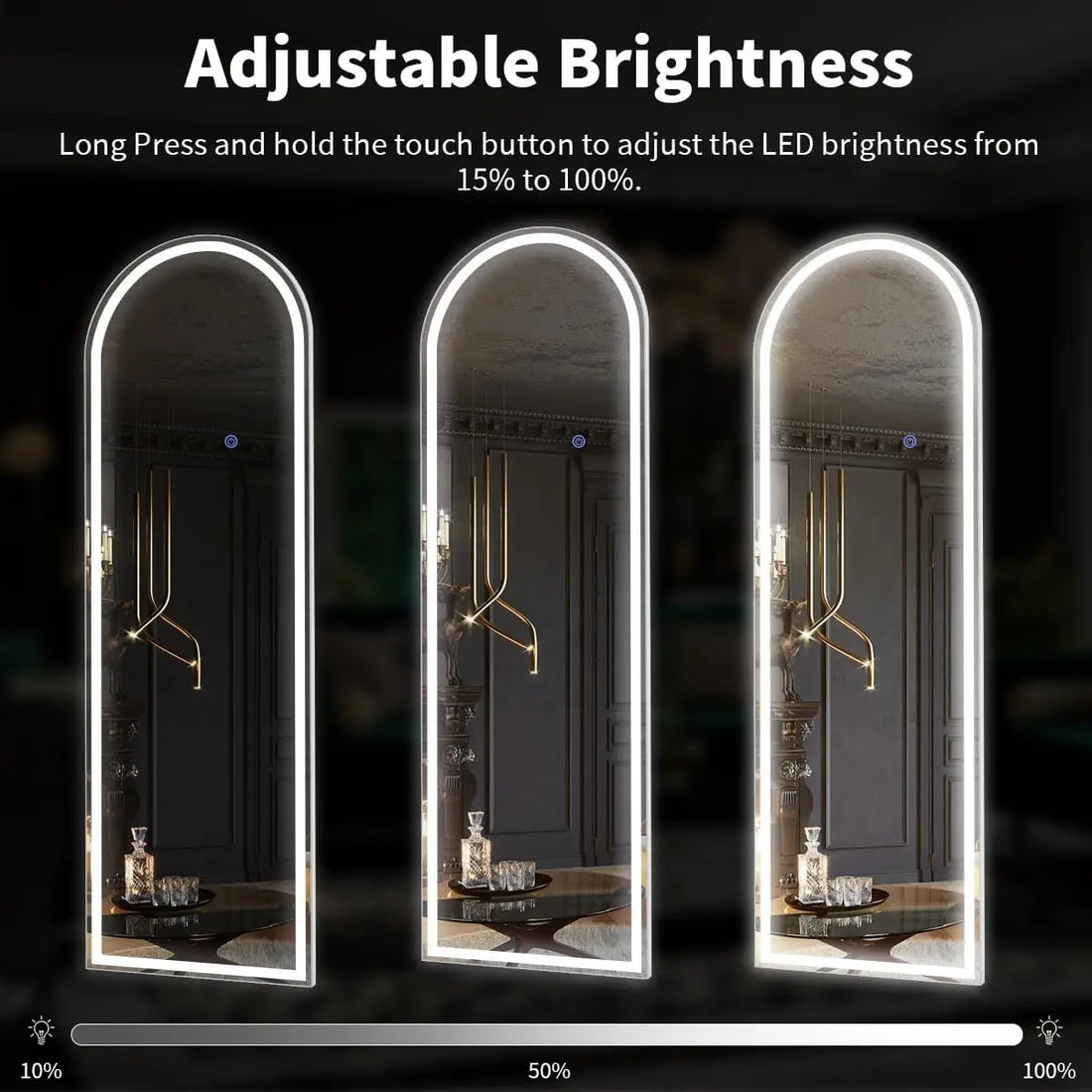 63" x 20" Arched LED Full Length Floor Mirror with Stand