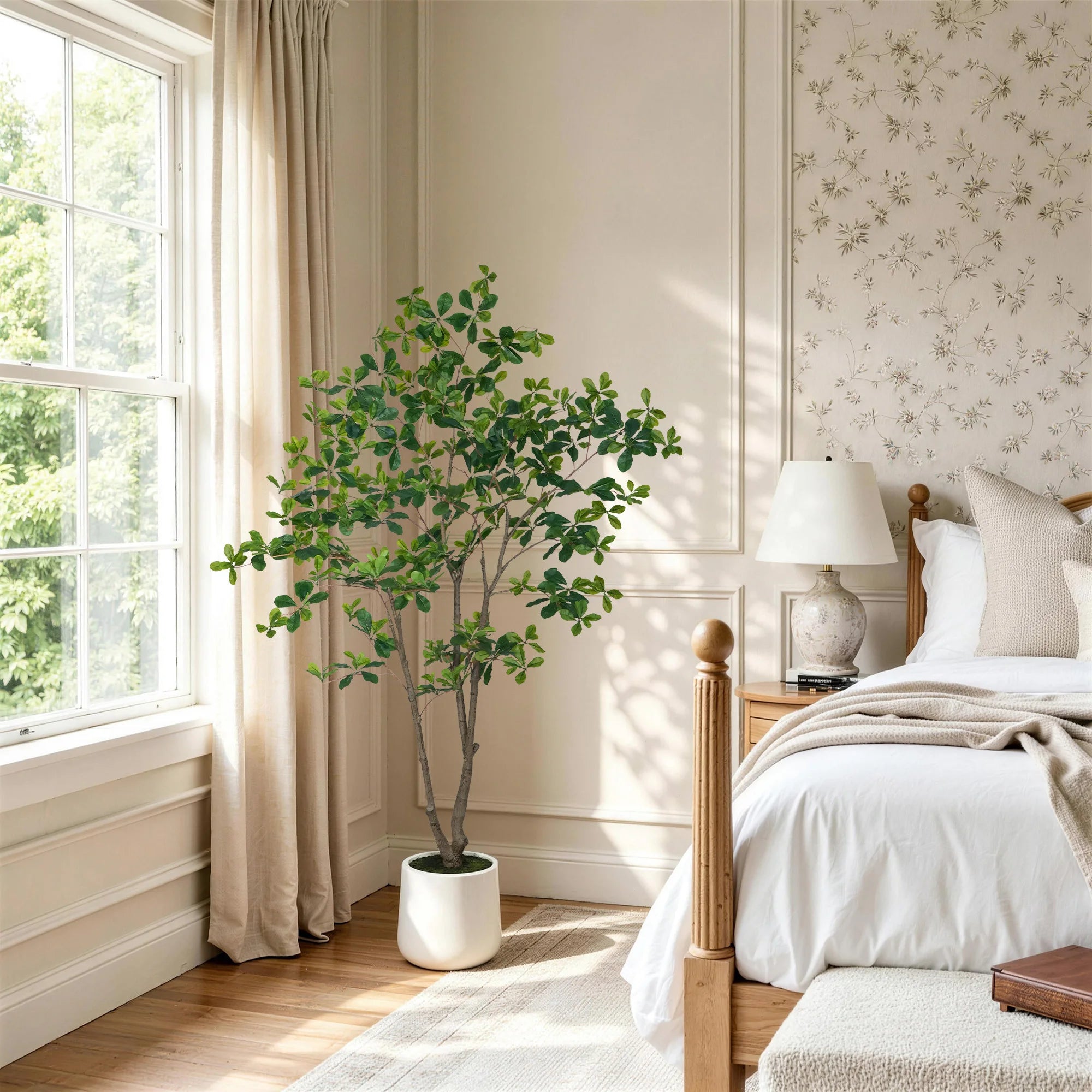 Faux Black Olive Tree in White Pot