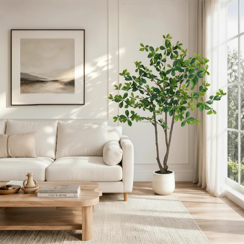 Faux Black Olive Tree in White Pot