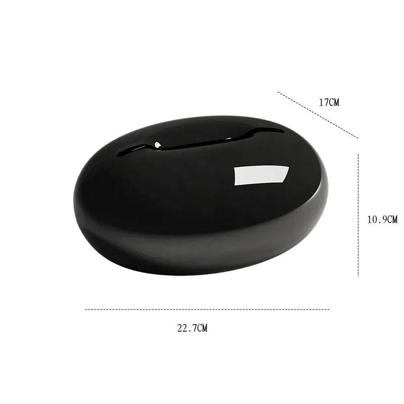Pebble-Shape Porcelain Tissue Box – Modern Table Décor
