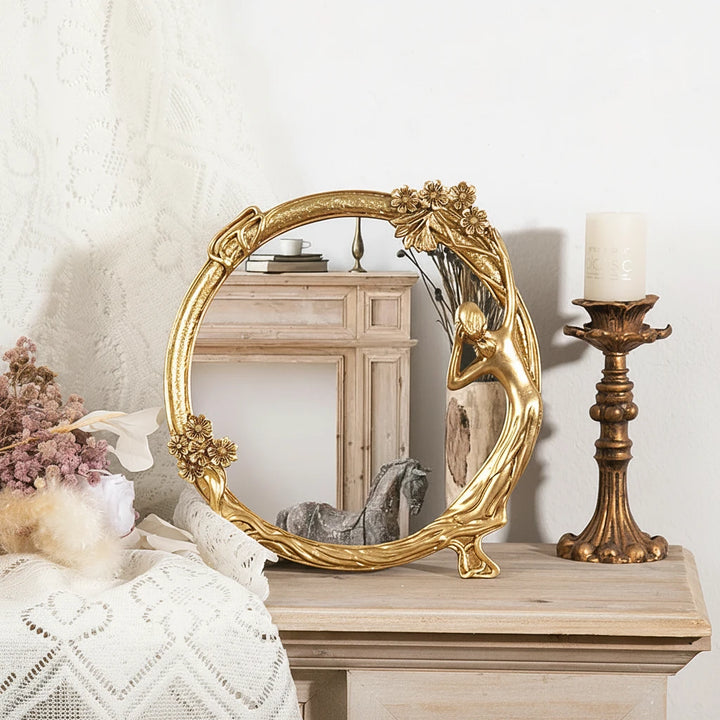Embossed Gold Resin Vanity Mirror