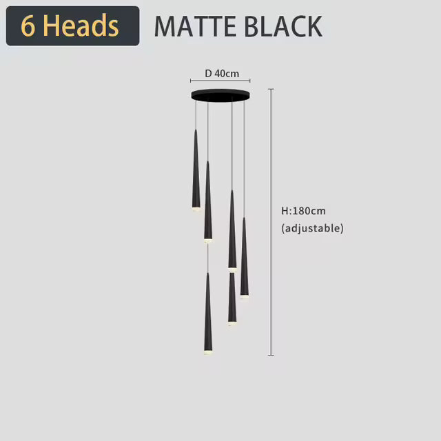 Modern LED Crystal Staircase Chandelier in Black & Gold
