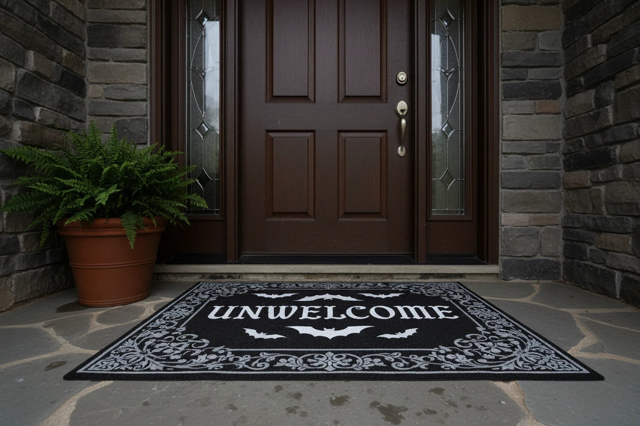 Gothic Print Flannel Doormat – Anti-Slip