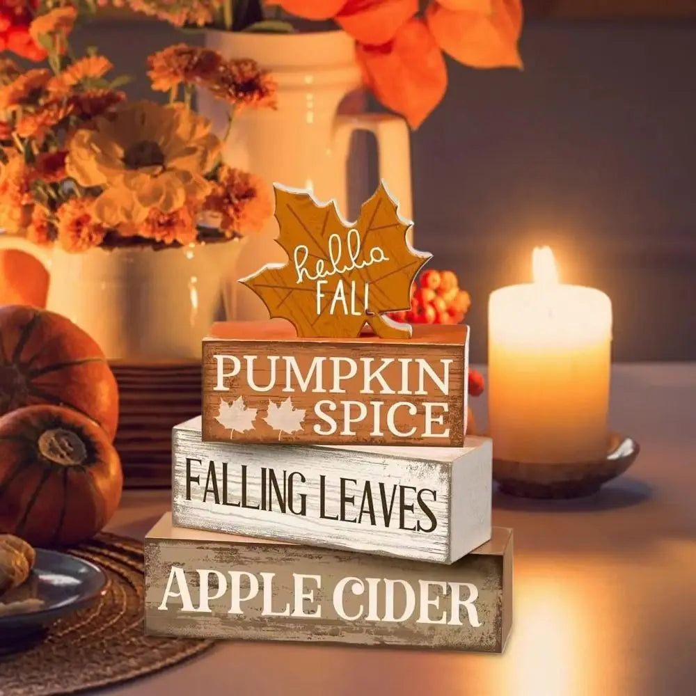 Wooden Tiered Tray Decor Set | Rustic Farmhouse Table Centrepiece (4 Pcs)