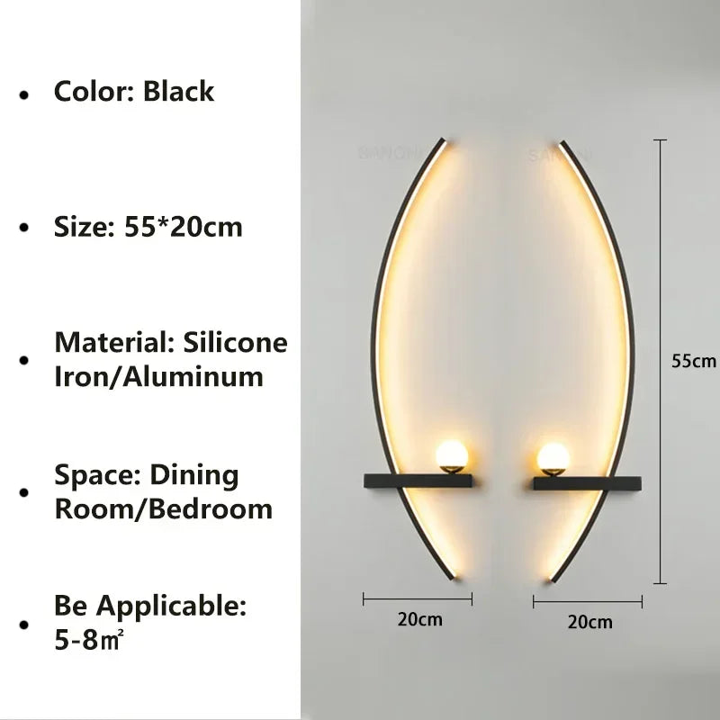 Modern LED Linear Wall Sconce in Black & Gold