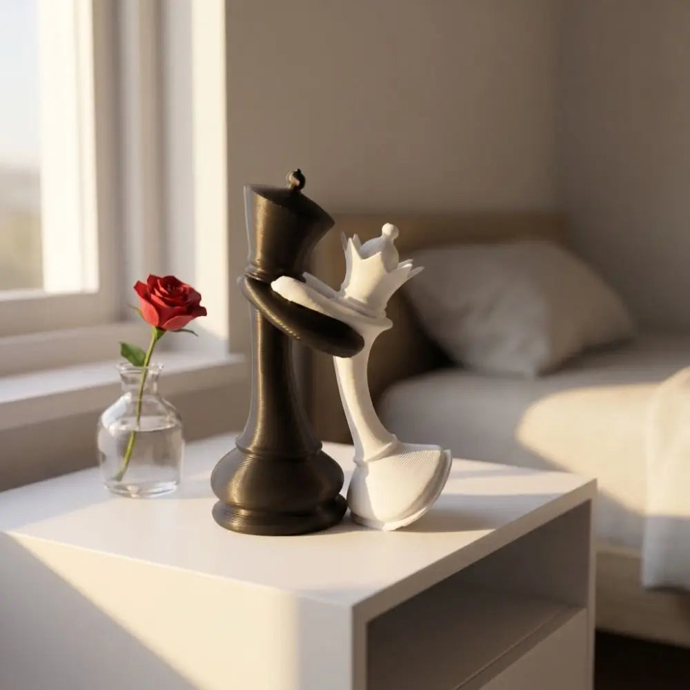 3D Printed Chess King & Queen Sculpture | Modern Desktop Décor