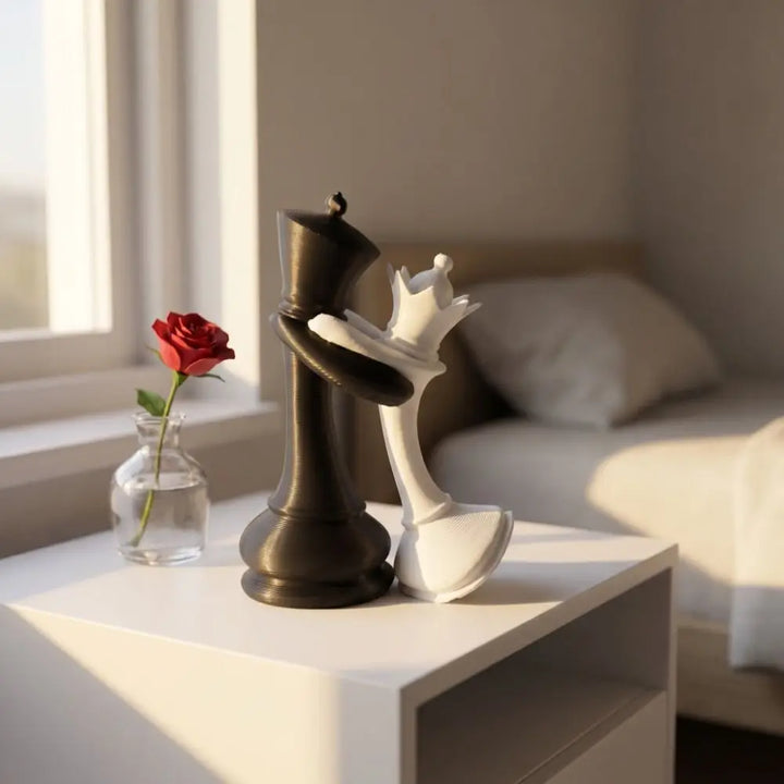 3D Printed Chess King & Queen Sculpture | Modern Desktop Décor