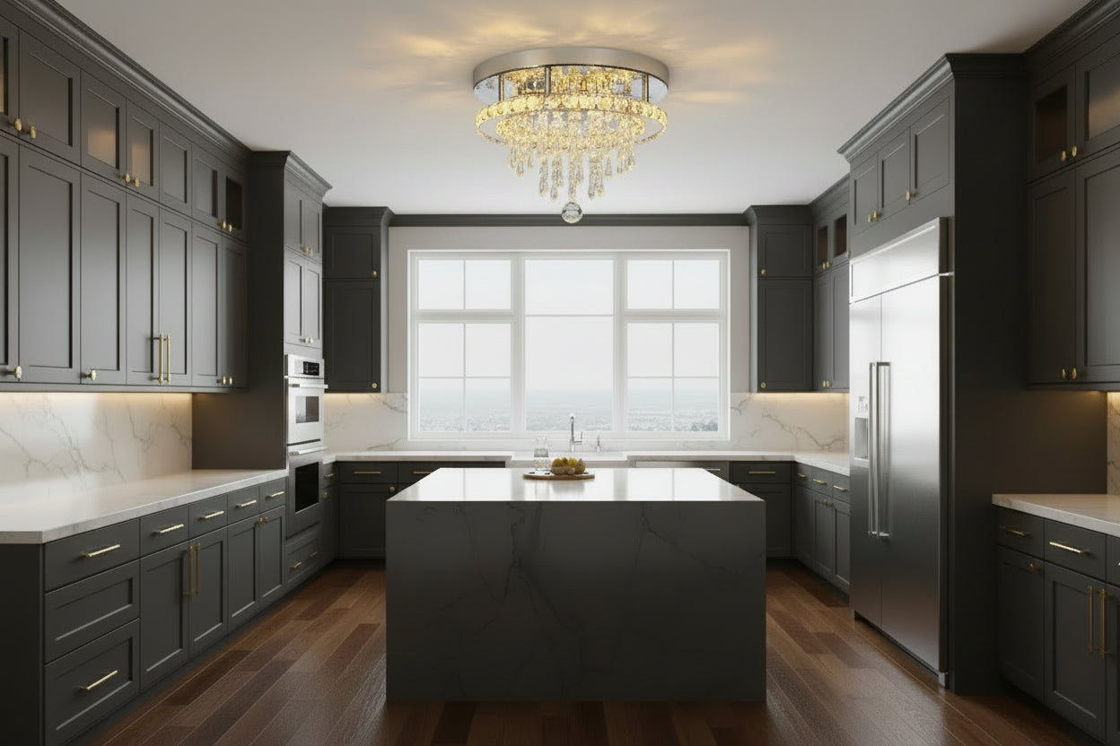 Round Crystal LED Ceiling Light | 30cm | Chrome | Dimmable | 4 Designs