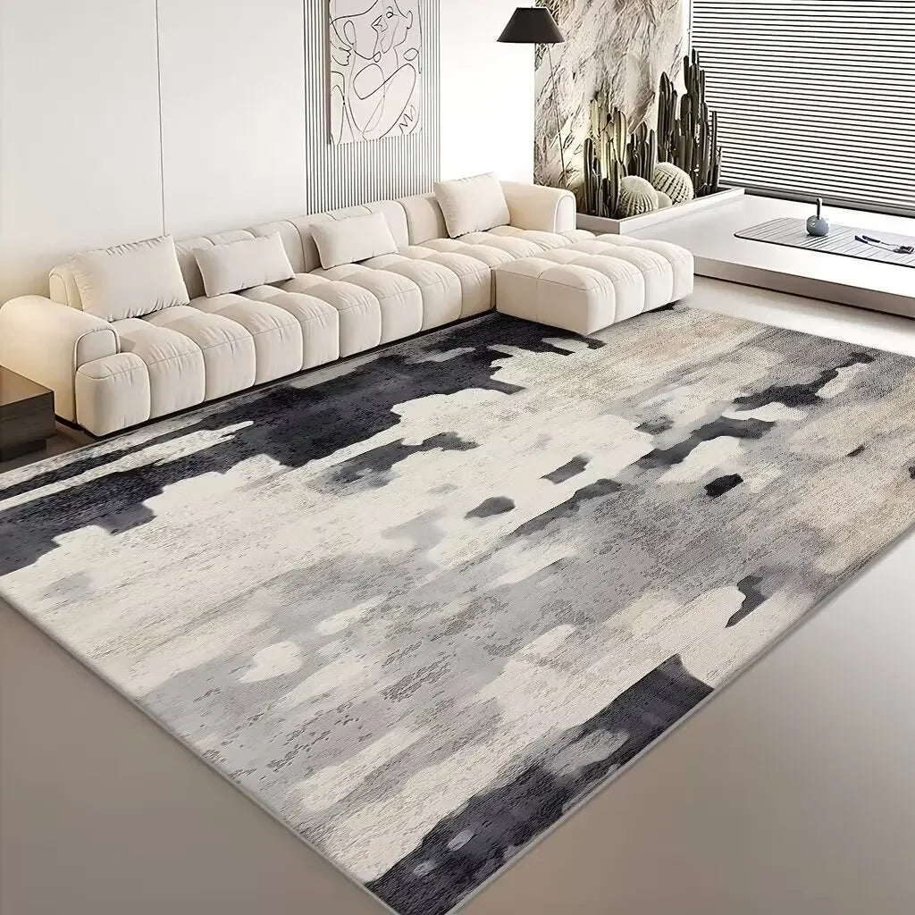 Abstract Geometric Flannel Area Rug | Non-Slip Washable Floor Mat