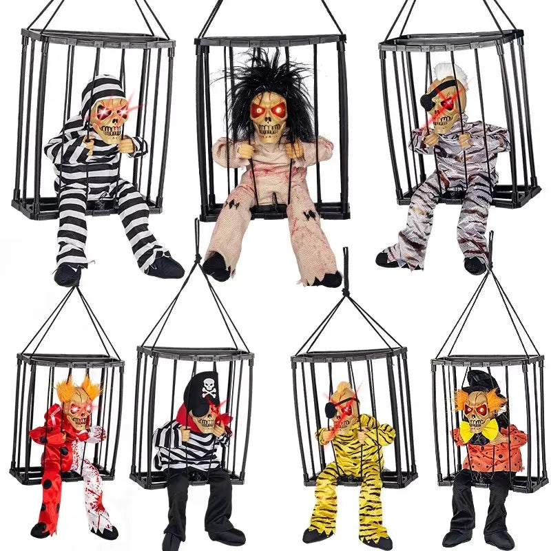 Motion-Activated Skeleton Cage Halloween Decoration
