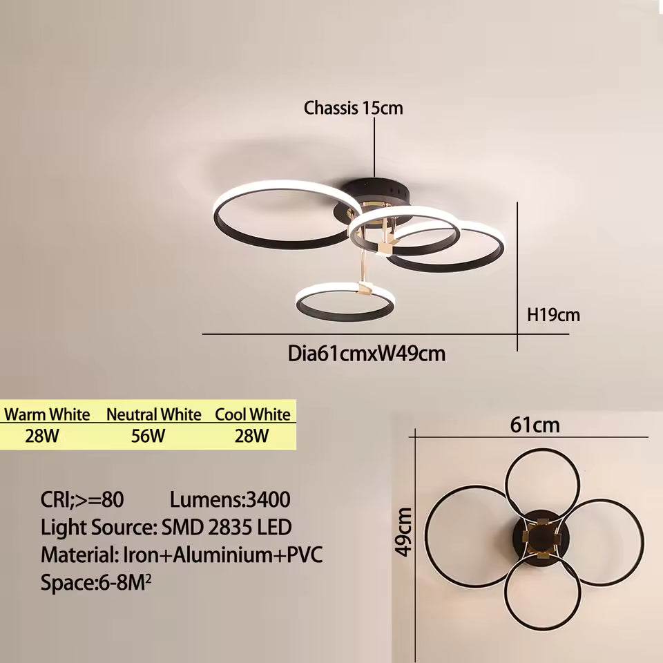 Round Dimmable LED Ceiling Chandelier