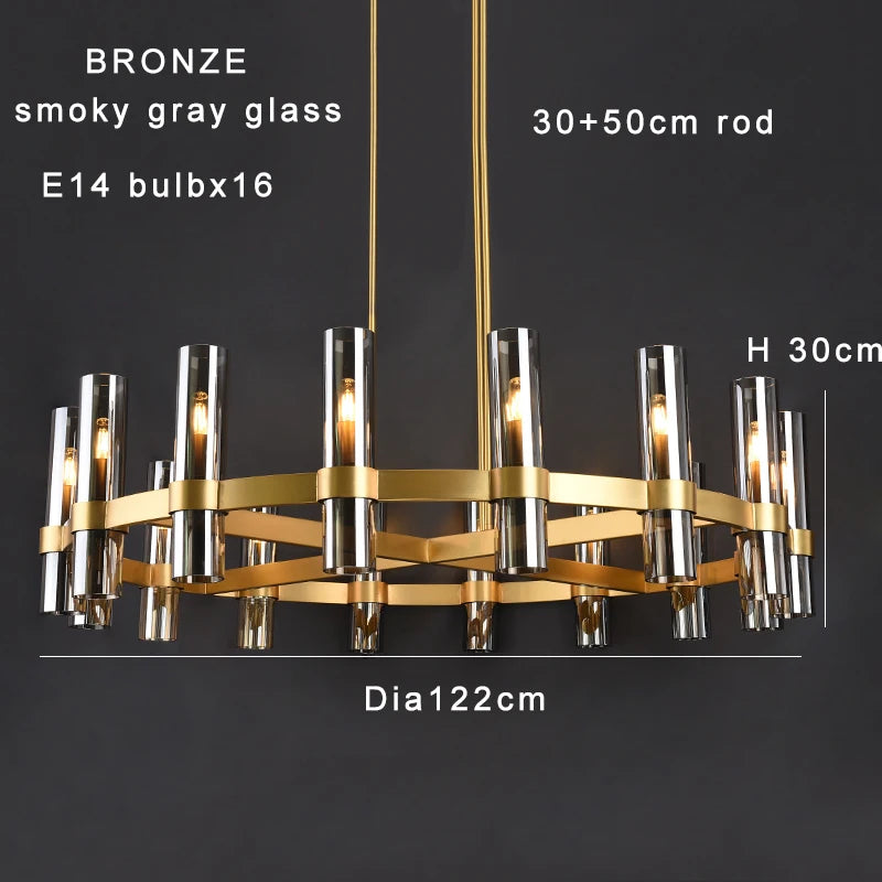 Modern Brass Round 24-Light Chandelier