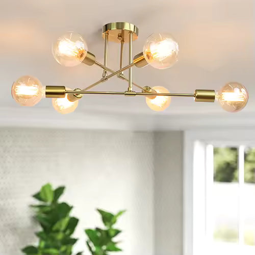 Modern Nordic LED Ceiling Lamp in Black & Gold for Living & Dining Room