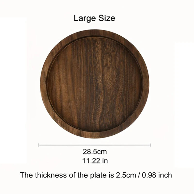 Round Solid Wood Candle Tray – Rustic Tabletop Décor