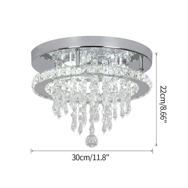 Round Crystal LED Ceiling Light | 30cm | Chrome | Dimmable | 4 Designs