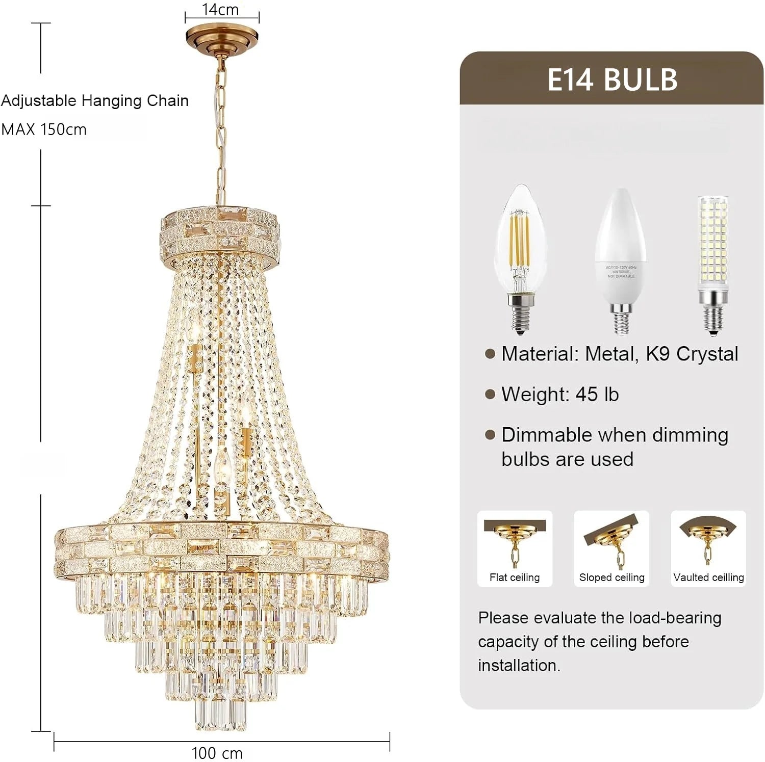 Modern Gold Crystal Chandelier