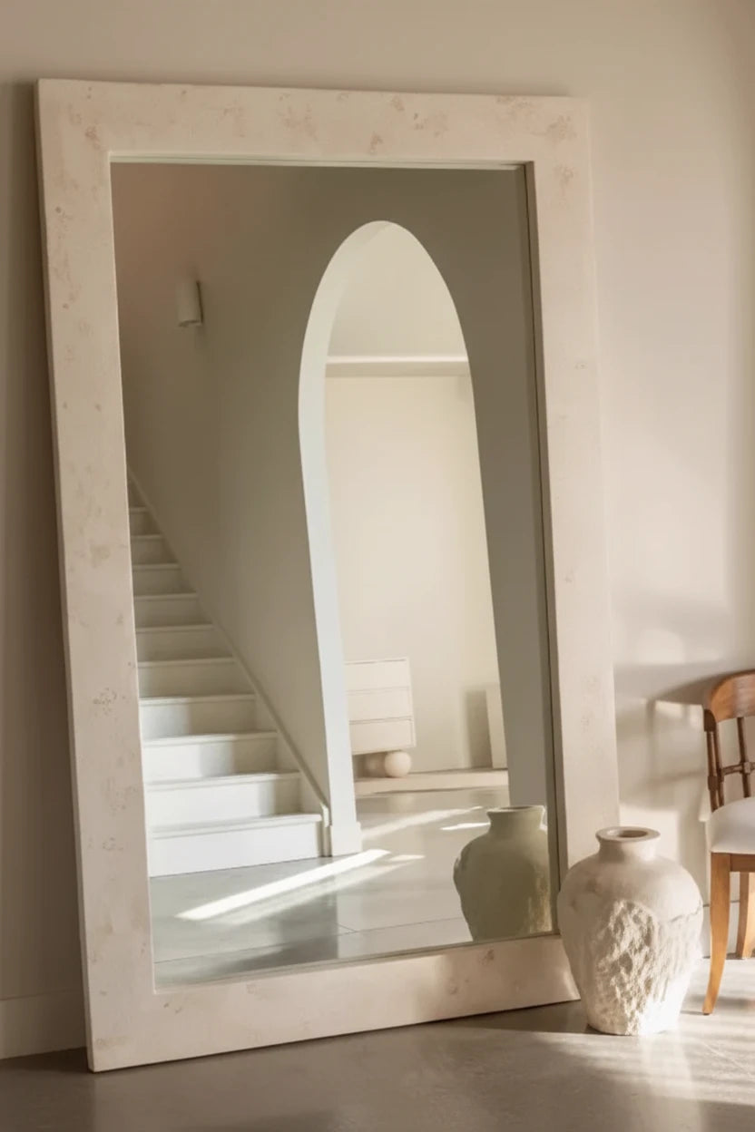 Luxury Wood & Glass Floor Mirror