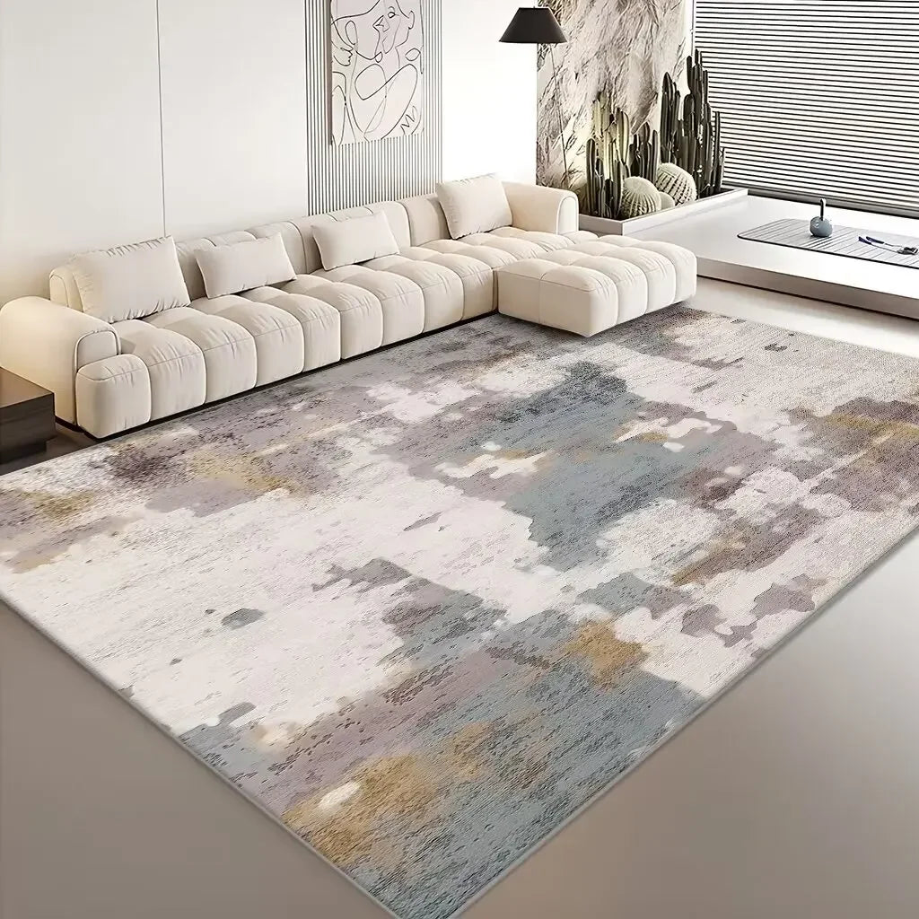 Abstract Geometric Flannel Area Rug | Non-Slip Washable Floor Mat